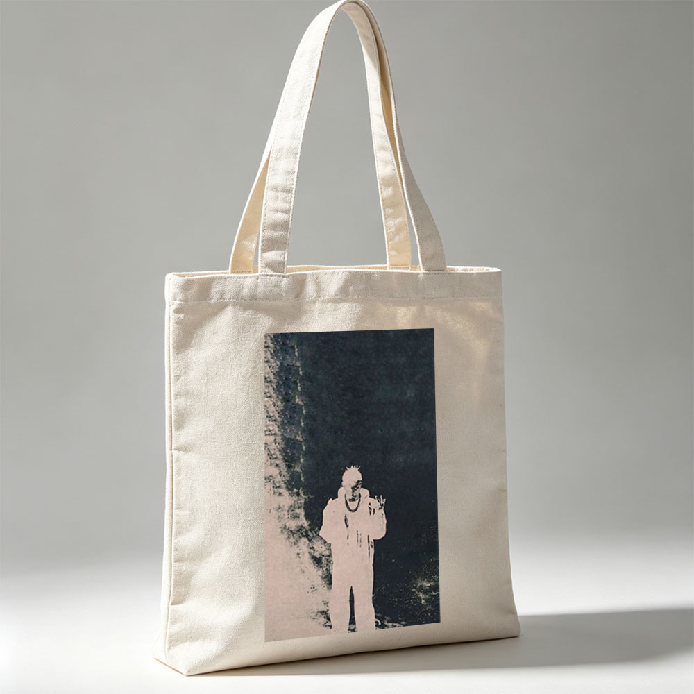 Lil Durk in Dark Urban Scene with High-Contrast Silhouette Art - Canvas tote bags