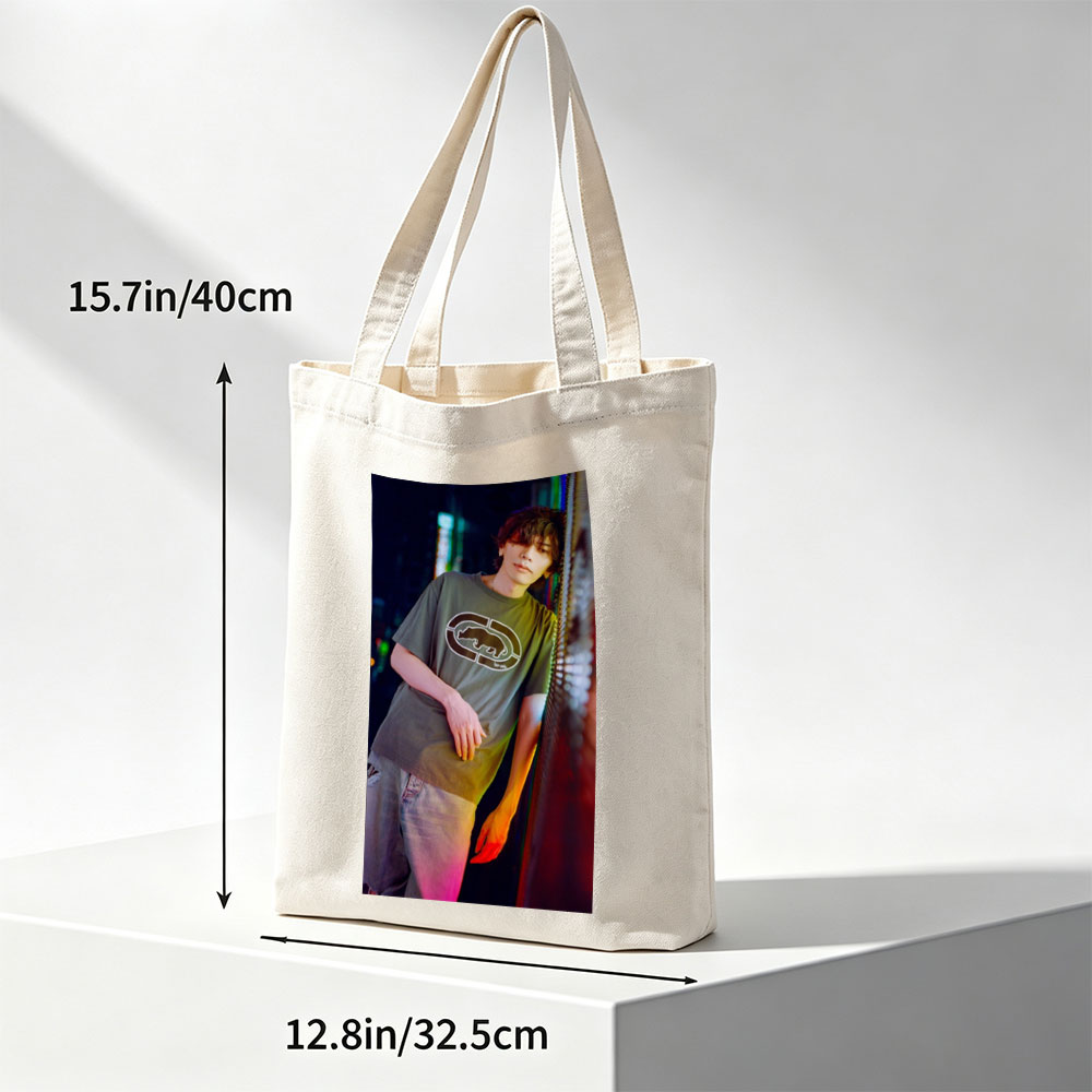 Miyavi in Urban Night Scene Wearing Olive Green T-Shirt with Bear Logo and Distressed Jeans - Canvas tote bags