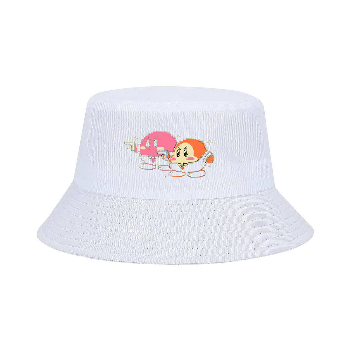 Kirby and Waddle Dee in Pixel Art Style - Fisherman's Hat
