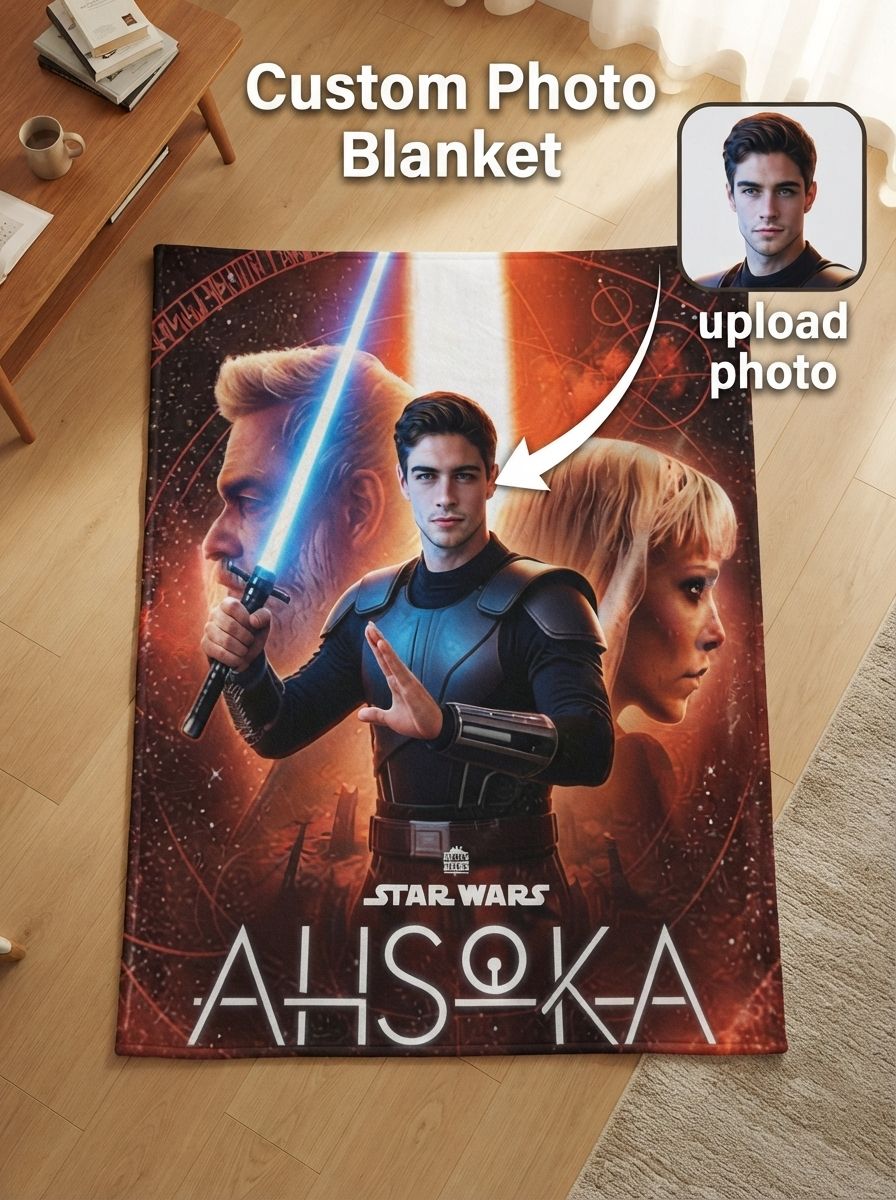 Custom Photo Face Flannel Throw Blanket Personalized Sci-Fi Warrior Soft Fleece Bed Couch Quilt Gift