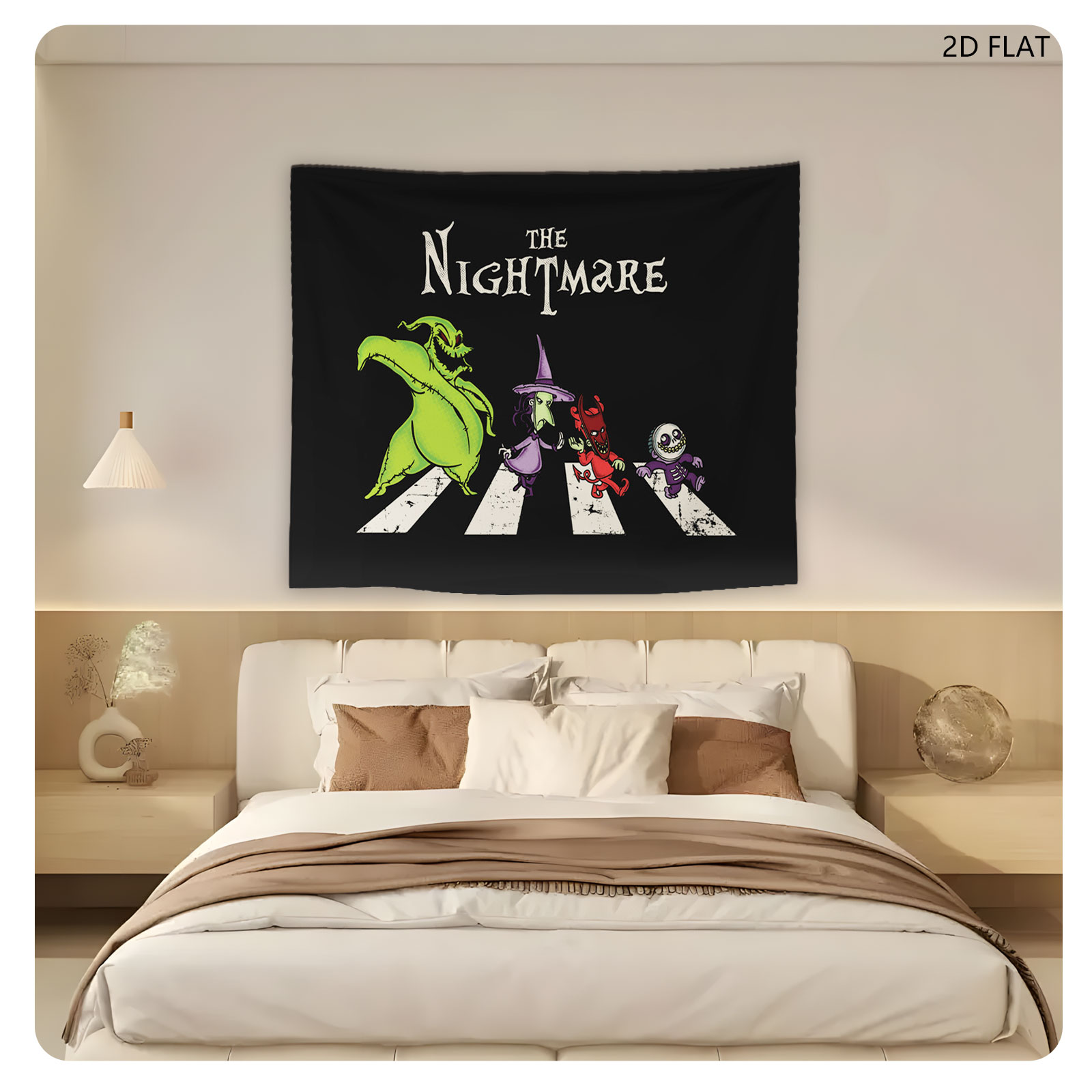 The Nightmare: Oogie Boogie, Witch, Devil, and Skeleton Crossing the Road - Tapestry