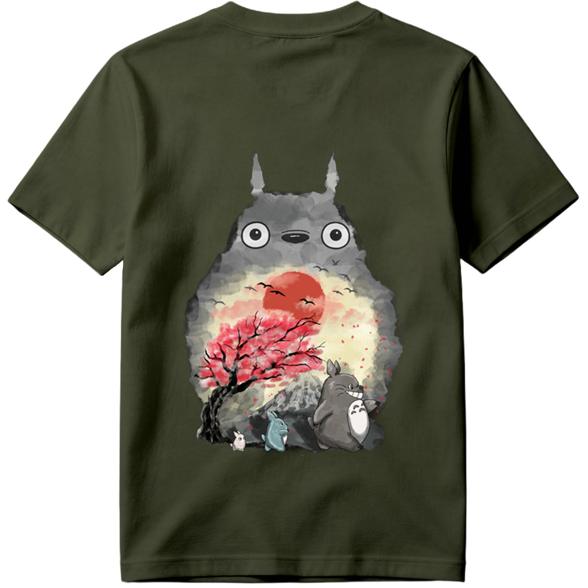 Totoro and Friends in Cherry Blossom Sunset - Tee
