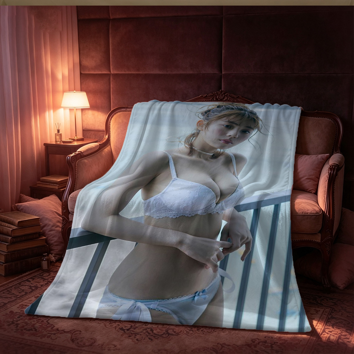 Maid Lingerie Cosplay Portrait - Blanket