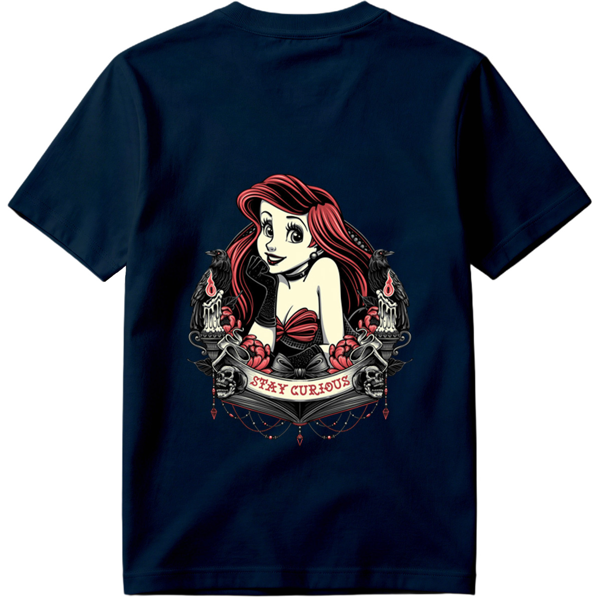 Ariel Stay Curious Gothic Design - Tee