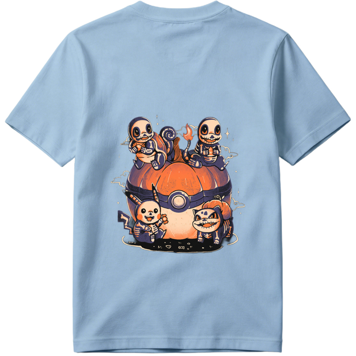 Pokémon: Skeleton Eeveelutions on a Pokéball Pumpkin - Tee