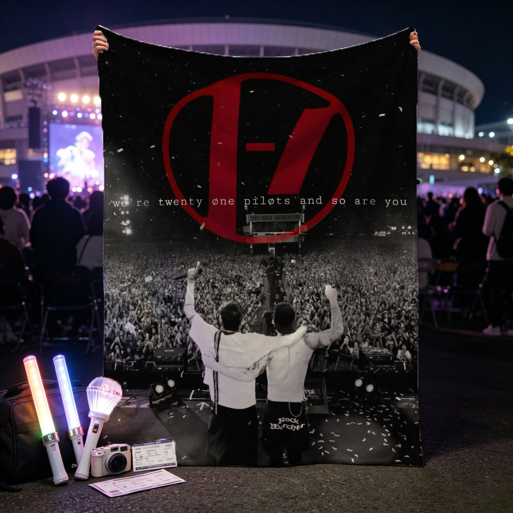 Twenty One Pilots Live Concert Performance with Fans and Confetti in Stadium - Blankets