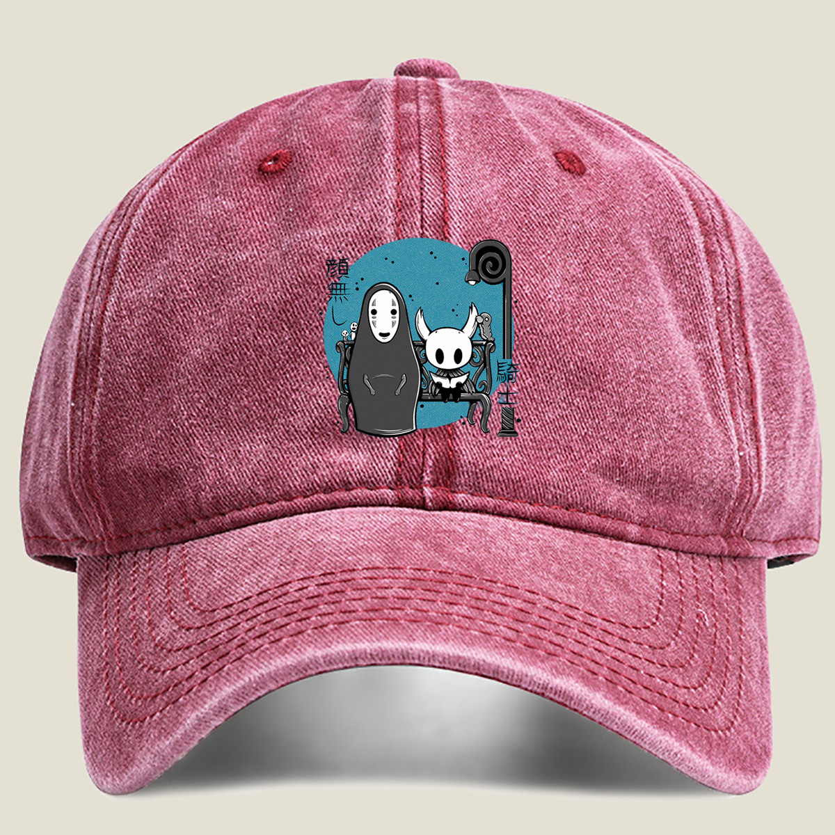 No-Face and Hollow Knight - Washed Denim - Baseball Cap