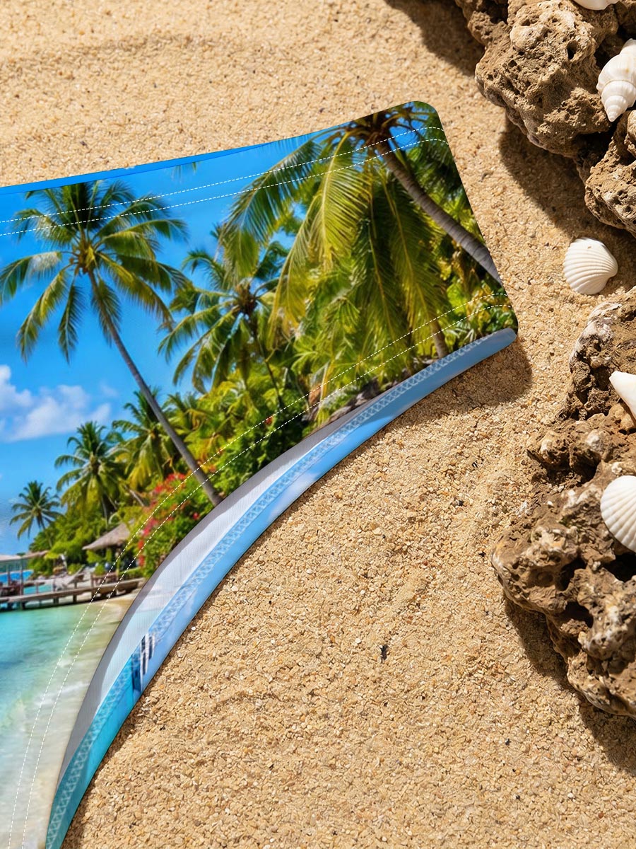 Tropical Beach with Palm Trees and Crystal Clear Water -  Men's swim trunks