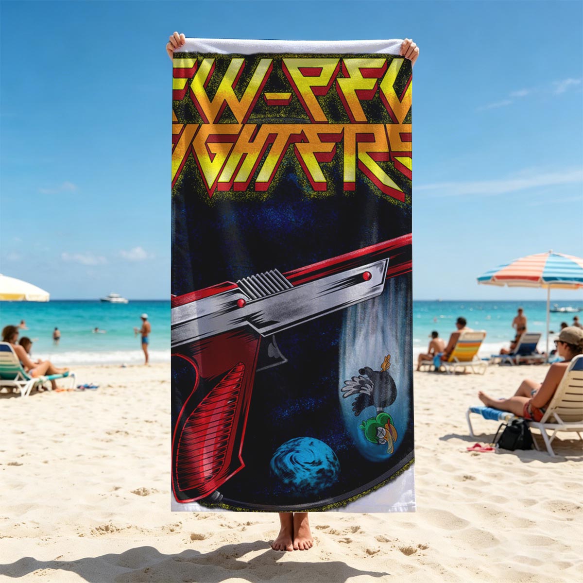 Pew-Pew Fighters: Duck Hunt Laser Blasters in Space Adventure - Beach towels