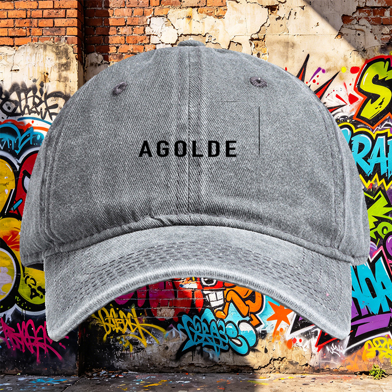 Unisex Classic Washed Cotton Hat with AGOLDE Logo Print - Casual Streetwear Cap for Outdoor Activities, Urban Style, and Daily Wear - Perfect for Adults Seeking Fashionable and Comfortable Headwear