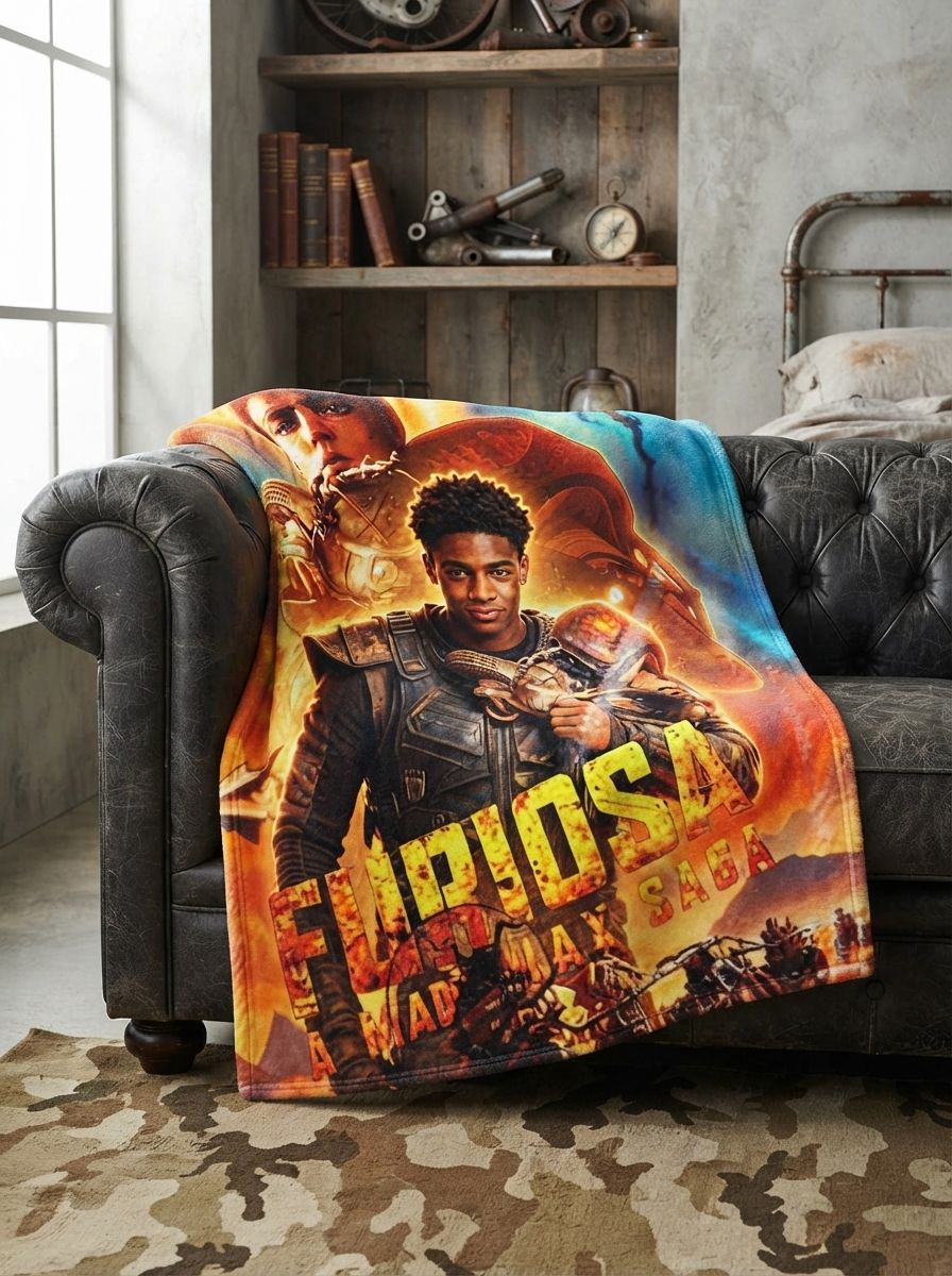 Custom Photo Face Flannel Blanket Personalized Cinematic Poster Cozy Warm Throw for Bed Sofa and Movie Fans Unique