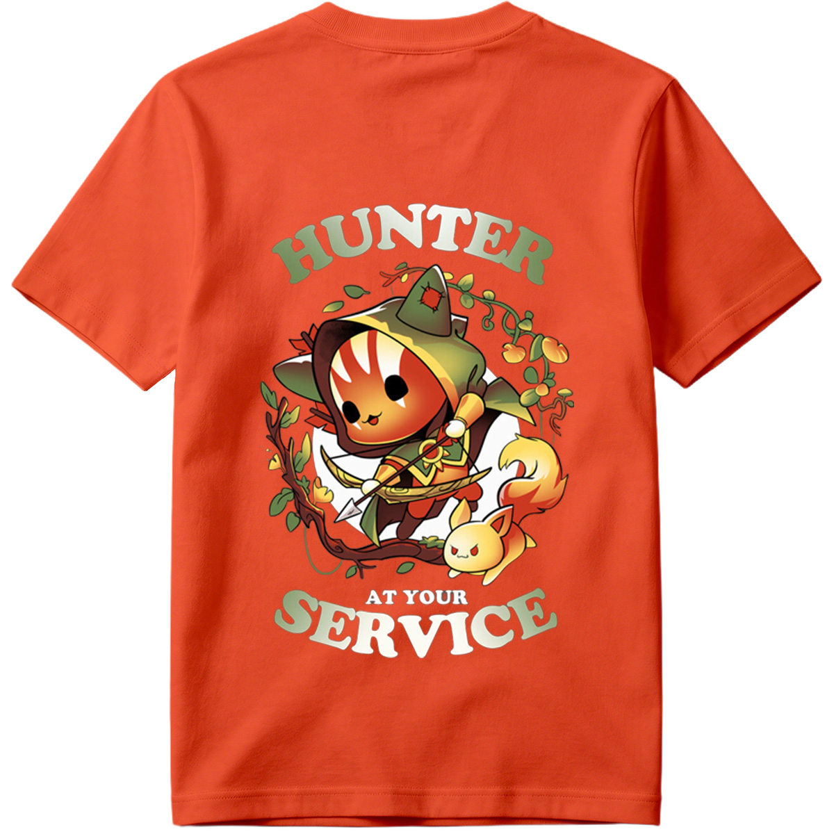 Hunter at Your Service - Chibi Archer and Fox Companion - Tee