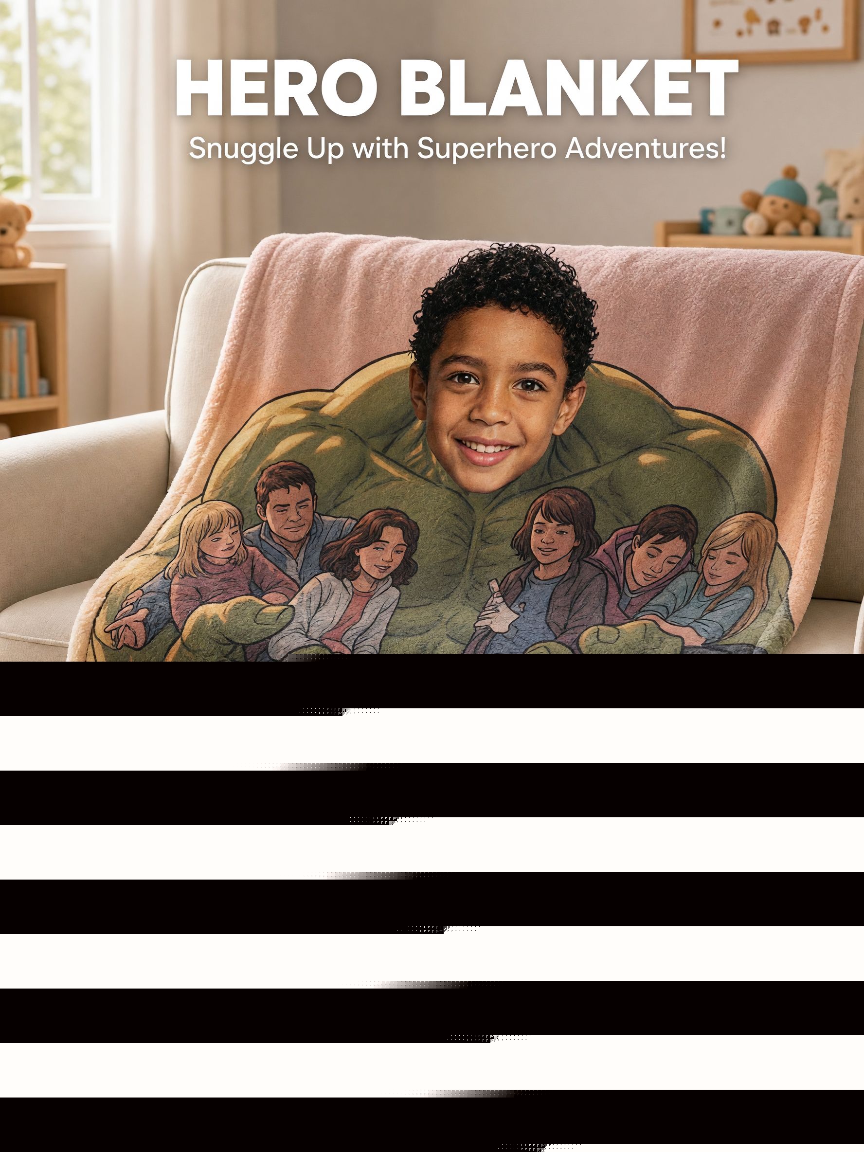 Personalized Custom Face Flannel Fleece Blanket Soft Superhero Portrait Throw Ideal Family Keepsake Gift