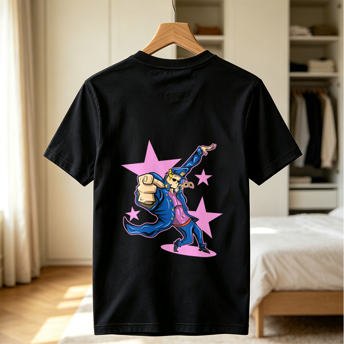 Gangster Mickey in Blue Coat and Hat, Dancing with Stars Background - Tee