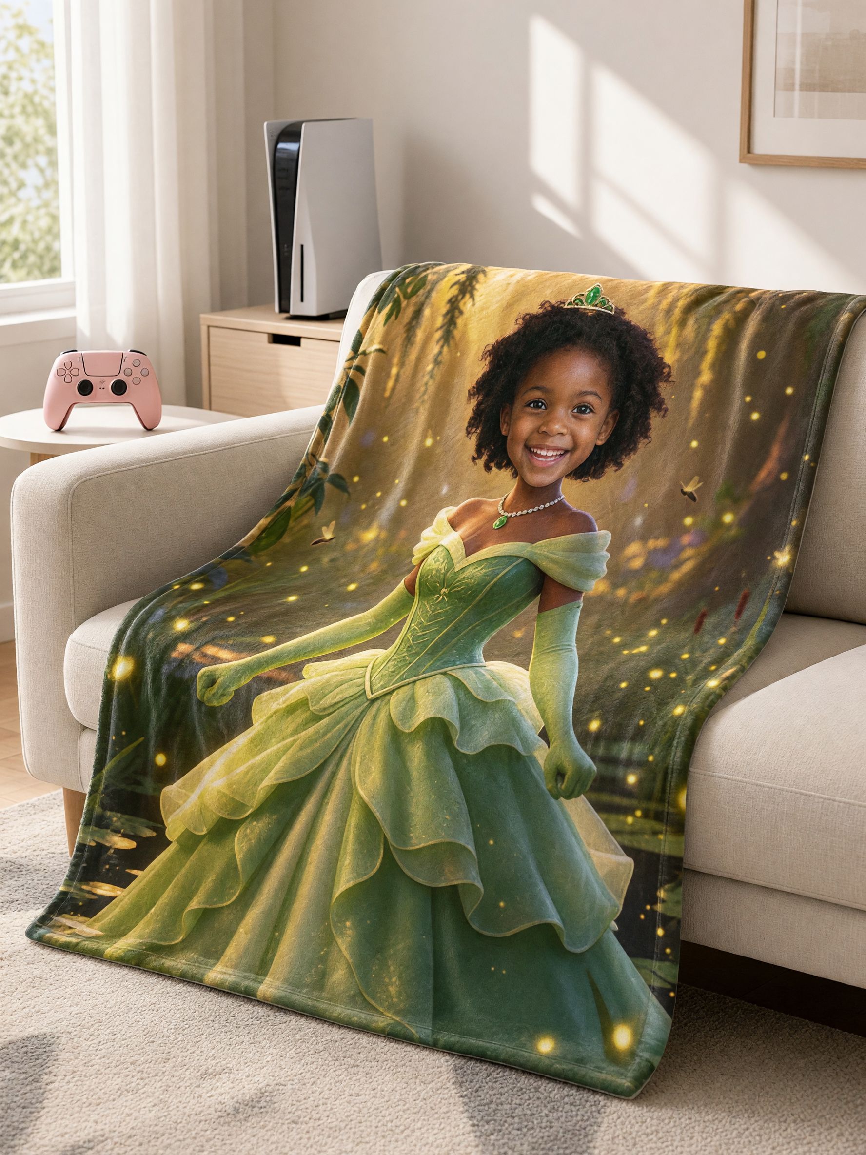Custom Face Photo Blanket Personalized Princess Flannel Fleece Throw, Ideal Cozy Keepsake Gift