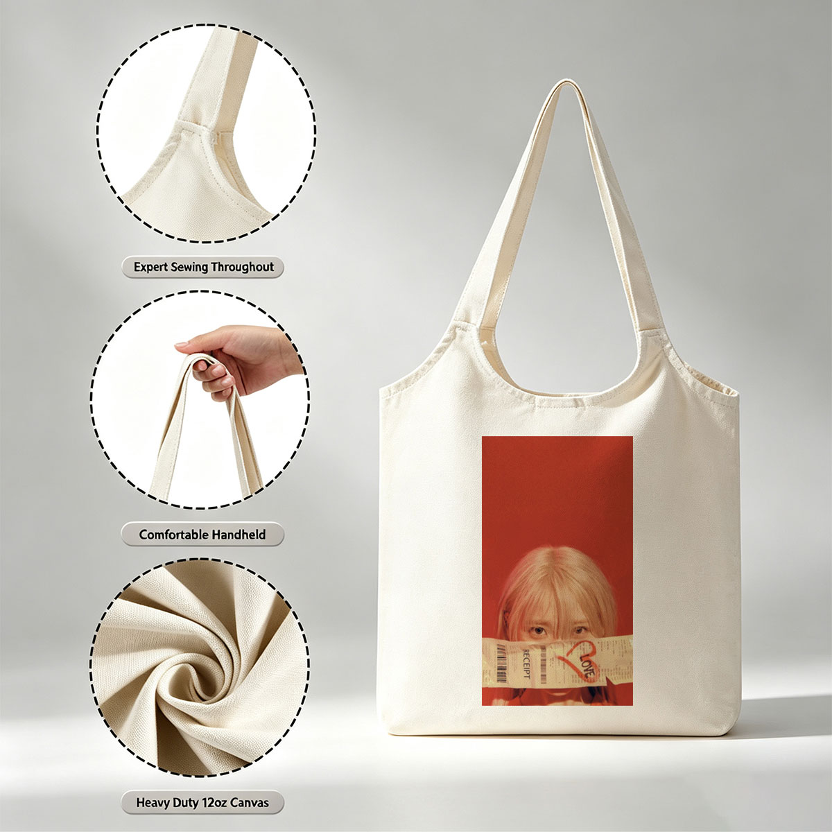 Lisa Blackpink Love Receipt Red Background Close Up - Canvas shoulder bags/