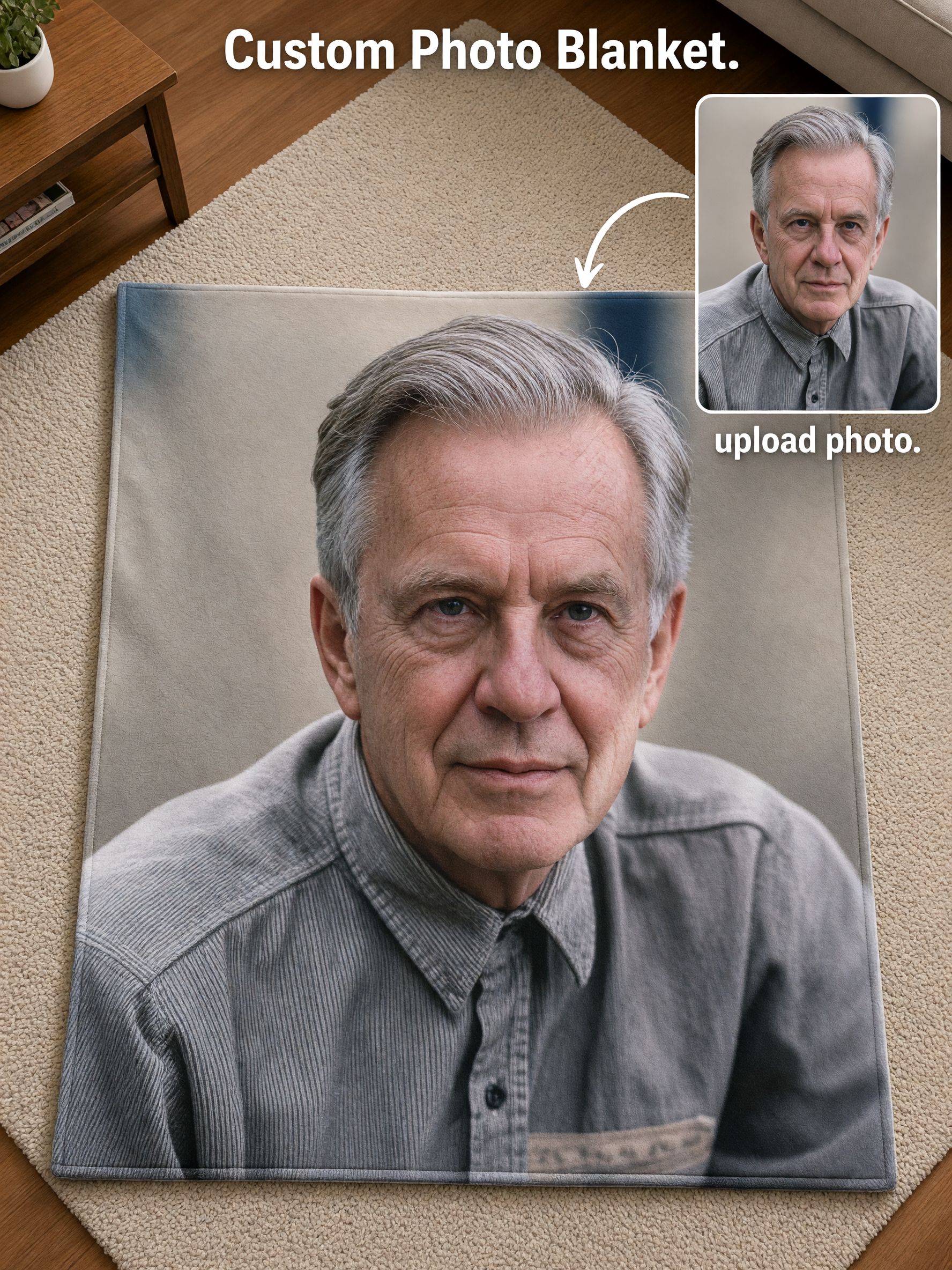 Personalized Custom Photo Blanket Ultra Soft Flannel Portrait Throw Fleece Bedding for Couch Sofa Ideal Keepsake Gift