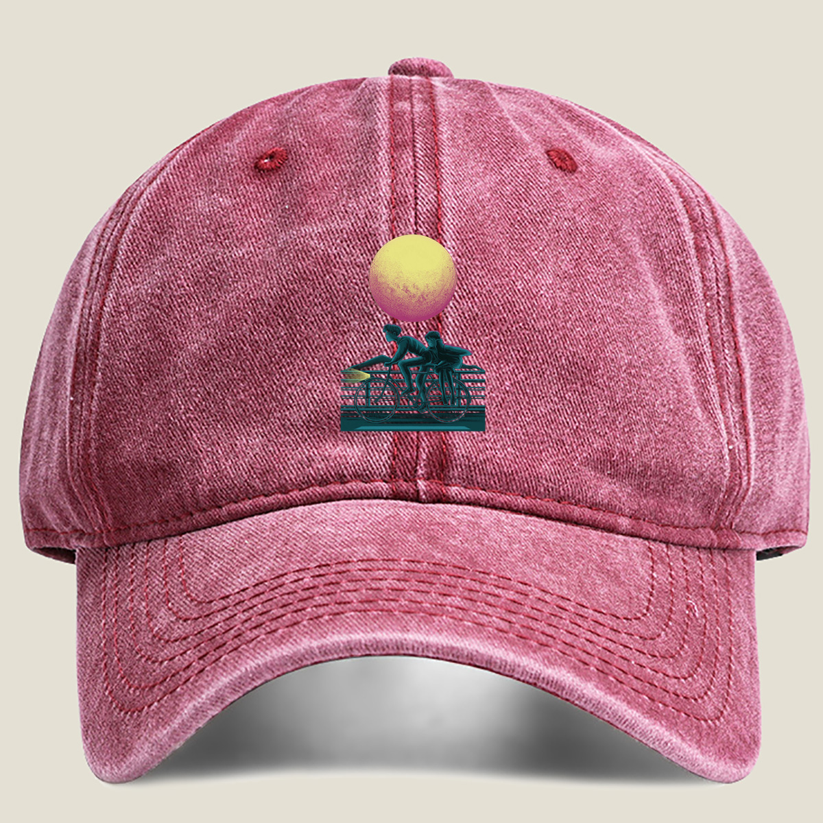 Two Riders Under the Neon Moon - Washed Denim - Baseball Cap