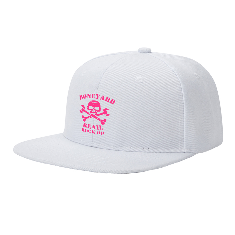 Flat Brim Baseball Cap Boneyard Skull Crossbones Print Streetwear Underground Skate Style for Basketball Court Skate Park Urban Lifestyle Skaters Rappers Streetwear Enthusiasts