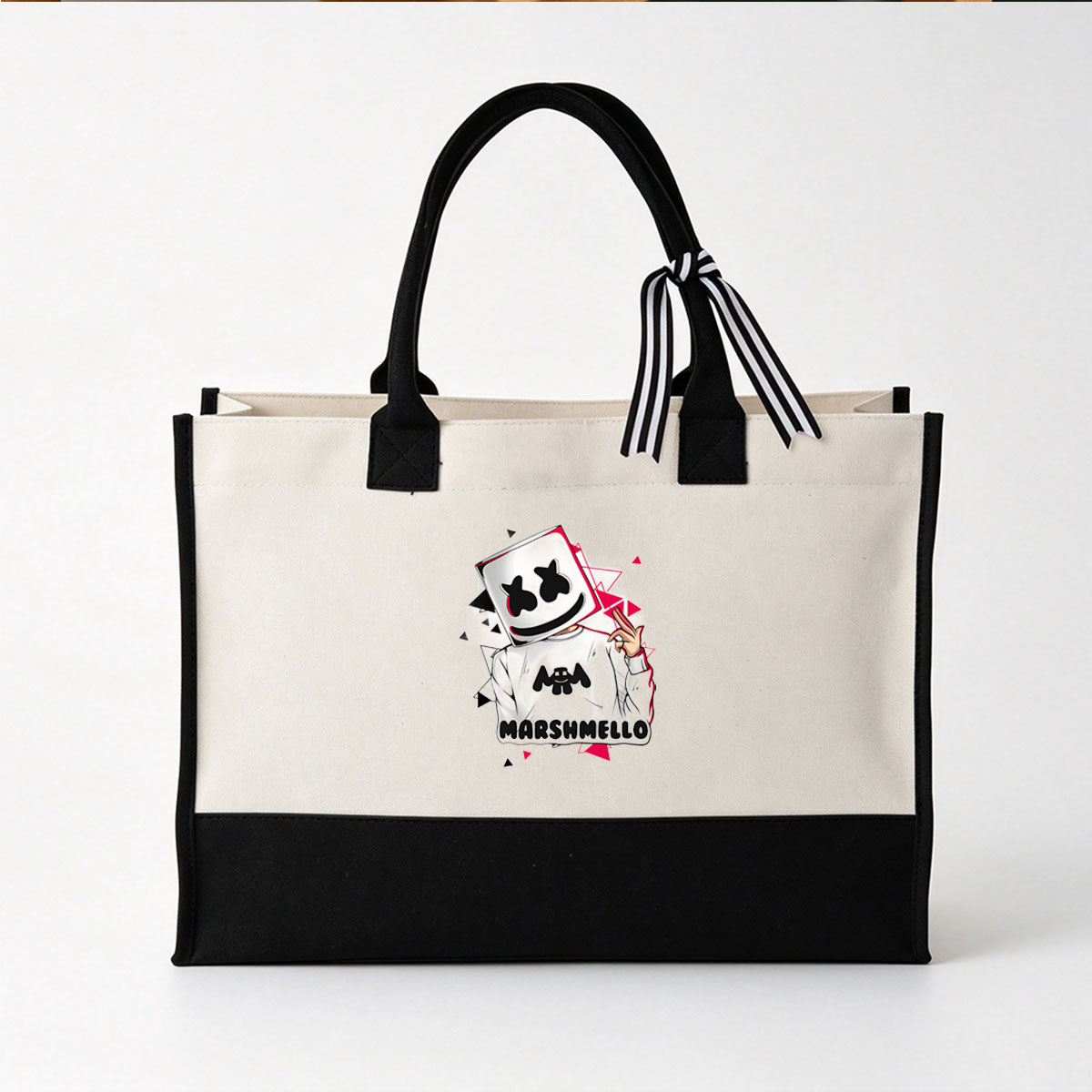 Marshmello: DJ and Music Producer in Iconic Helmet - Canvas patchwork gift tote bag