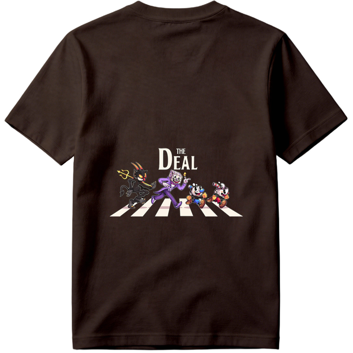 Cuphead, The Devil, and Mugman Crossing the Street – 