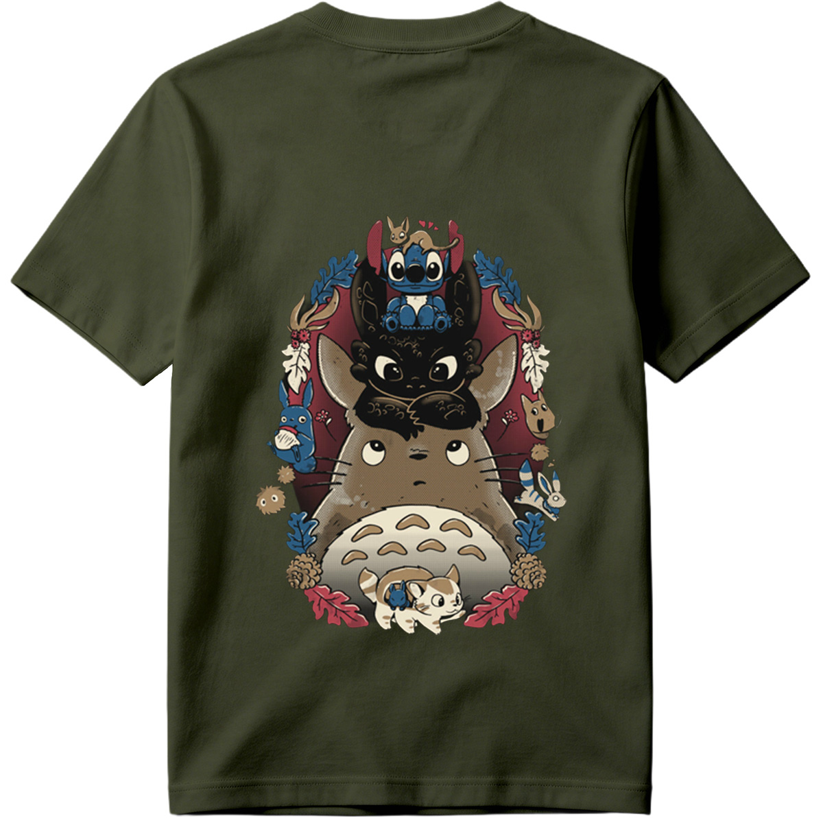 Totoro, Stitch, and Friends: A Whimsical Forest Gathering - Tee