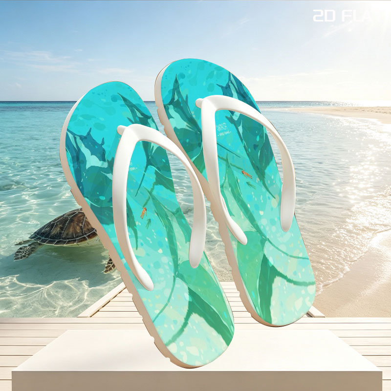 Manta Rays Gliding in Turquoise Waters -  flip-flops