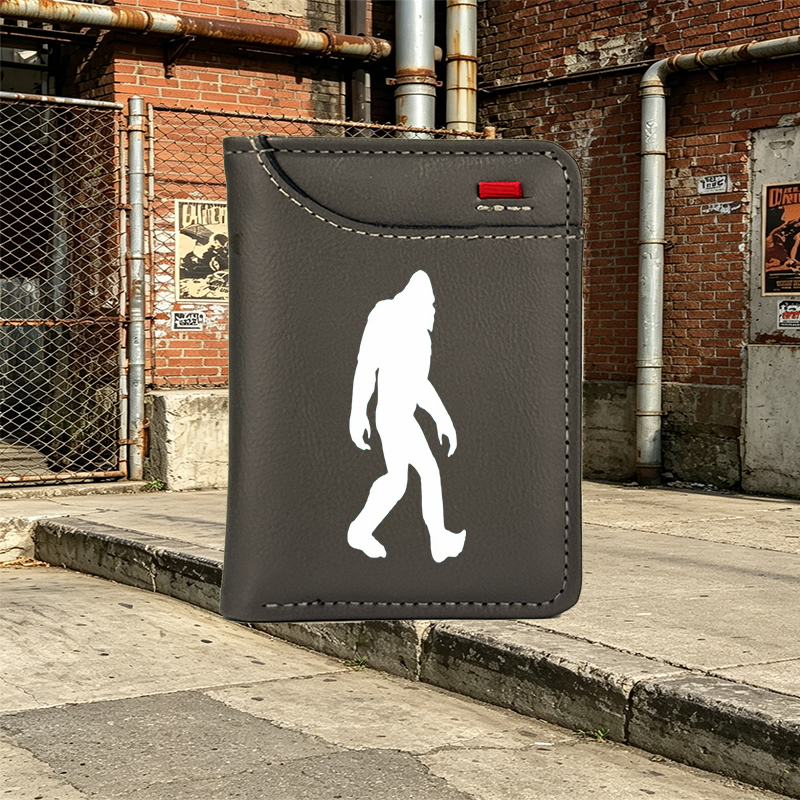 Unisex Vertical Wallet with Bigfoot Silhouette Print - Compact RFID Blocking Wallet for Outdoor Adventures, Hiking, and Everyday Use - Ideal for Nature Lovers, Travelers, and Adventure Enthusiasts