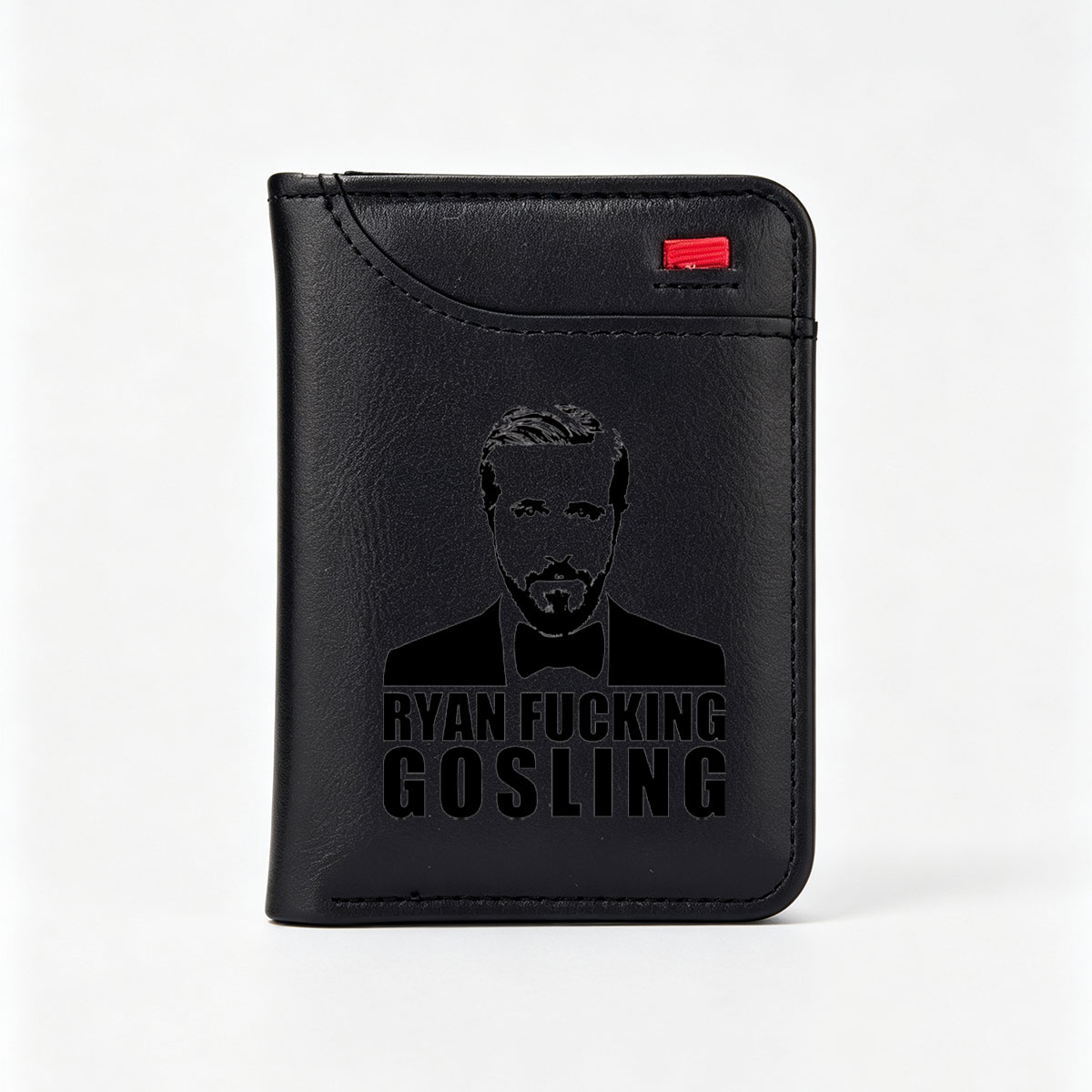 Ryan Gosling Portrait Outline with Bold Text Label - Vertical Style Wallet