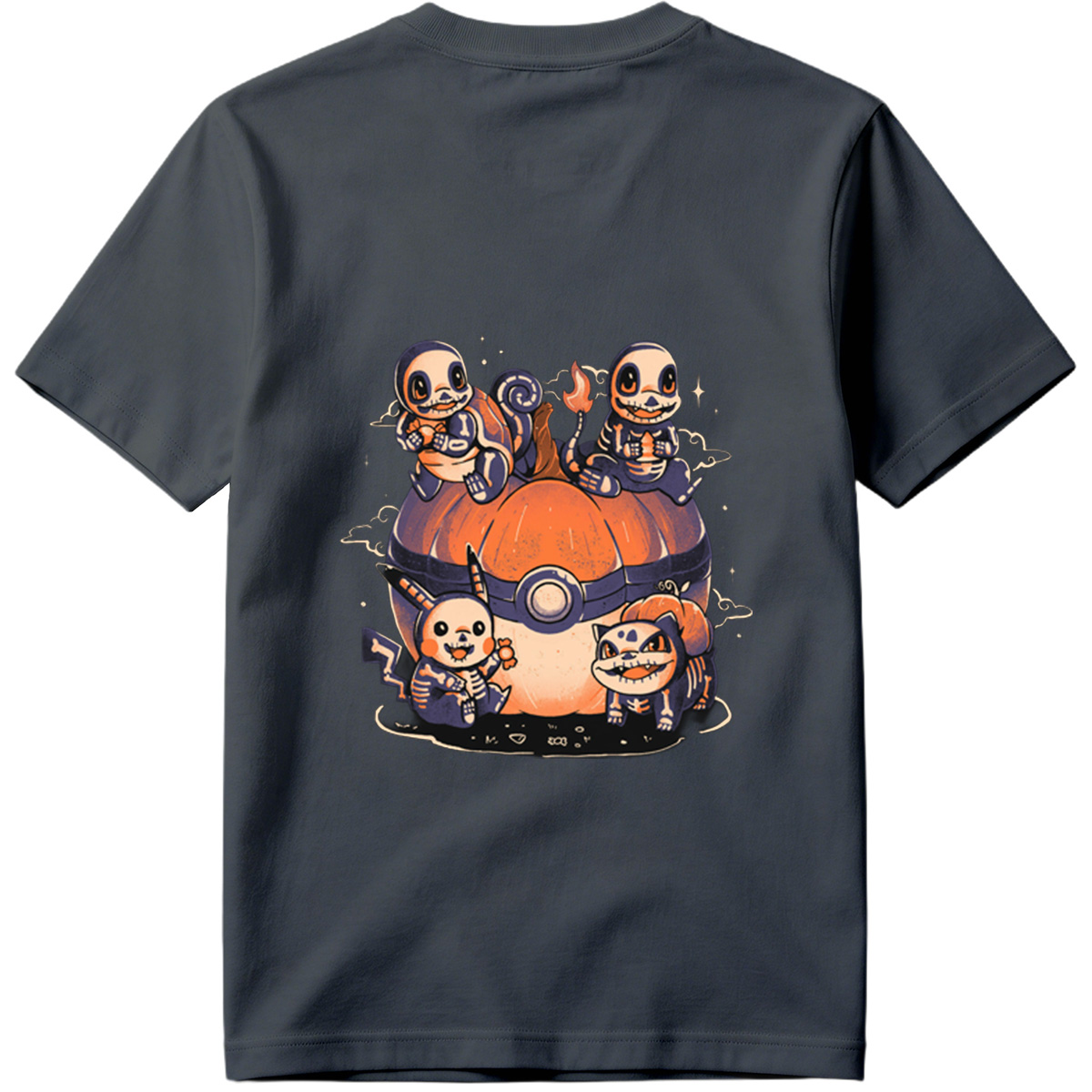 Pokémon: Skeleton Eeveelutions on a Pokéball Pumpkin - Tee