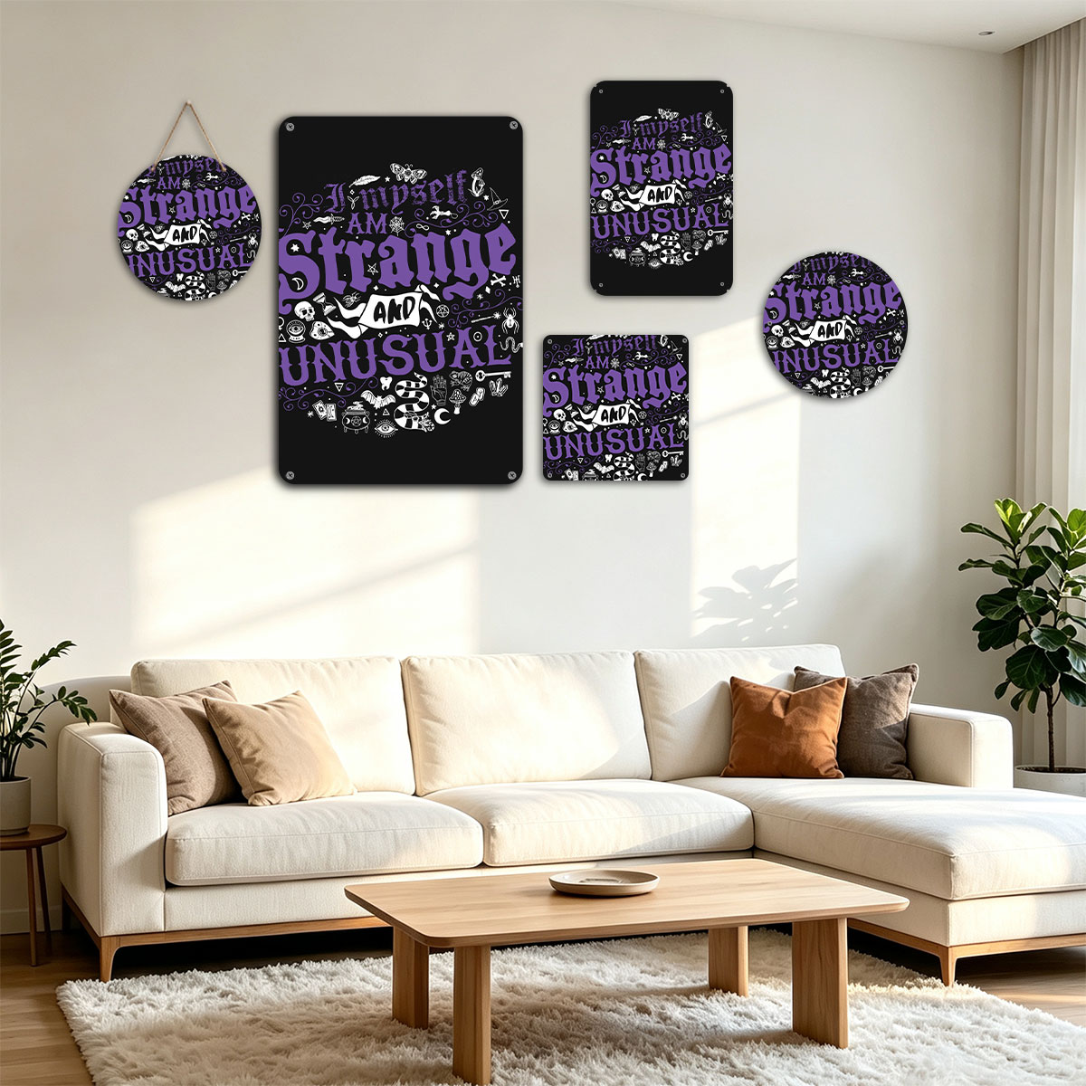I Myself Am Strange and Unusual: Gothic Typography Art with Mystical Symbols - painting