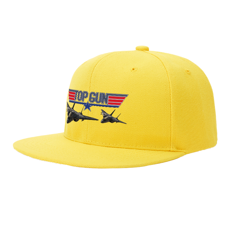 Flat Brim Baseball Cap Top Gun Logo Jet Fighter Design Streetwear Underground Skate Style for Basketball Court Skate Park Urban Riders and Rap Artists