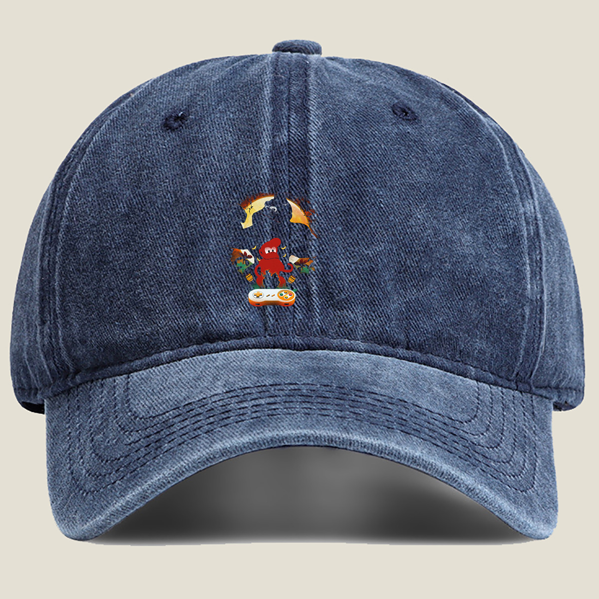 Donkey Kong and Diddy Kong with Game Controller - Washed Denim - Baseball Cap
