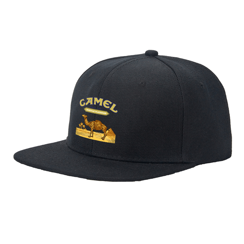 Flat Brim Baseball Cap Camel Desert Scene Print Streetwear Underground Skate Style for Basketball Court Skate Park Urban Lifestyle Hip Hop Artists and Streetwear Enthusiasts