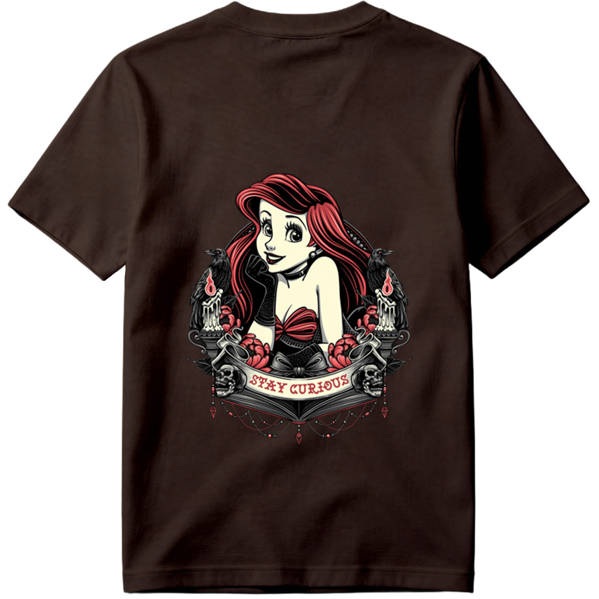 Ariel Stay Curious Gothic Design - Tee