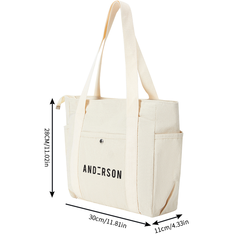 Multi Pocket Bag Beige with Minimalist Logo Print and 