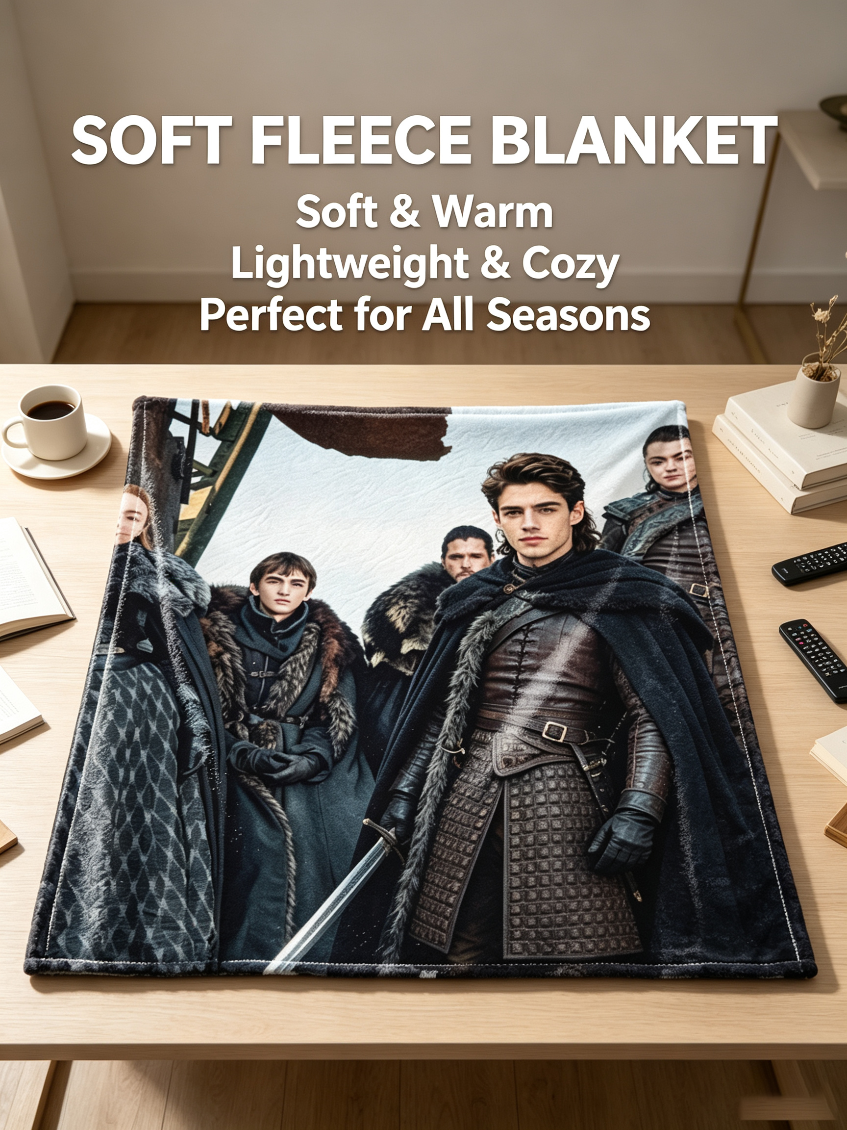 Custom Face Blanket Game of Thrones Inspired Flannel Blanket for Couch, Bed, or Travel – Perfect Gift for Fans and Collectors