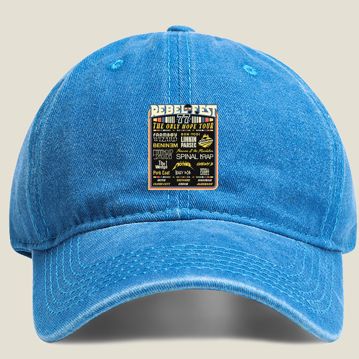 Rebel-Fest 77: The Only Hope Tour Featuring Star Wars Characters and Bands - Washed Denim - Baseball Cap