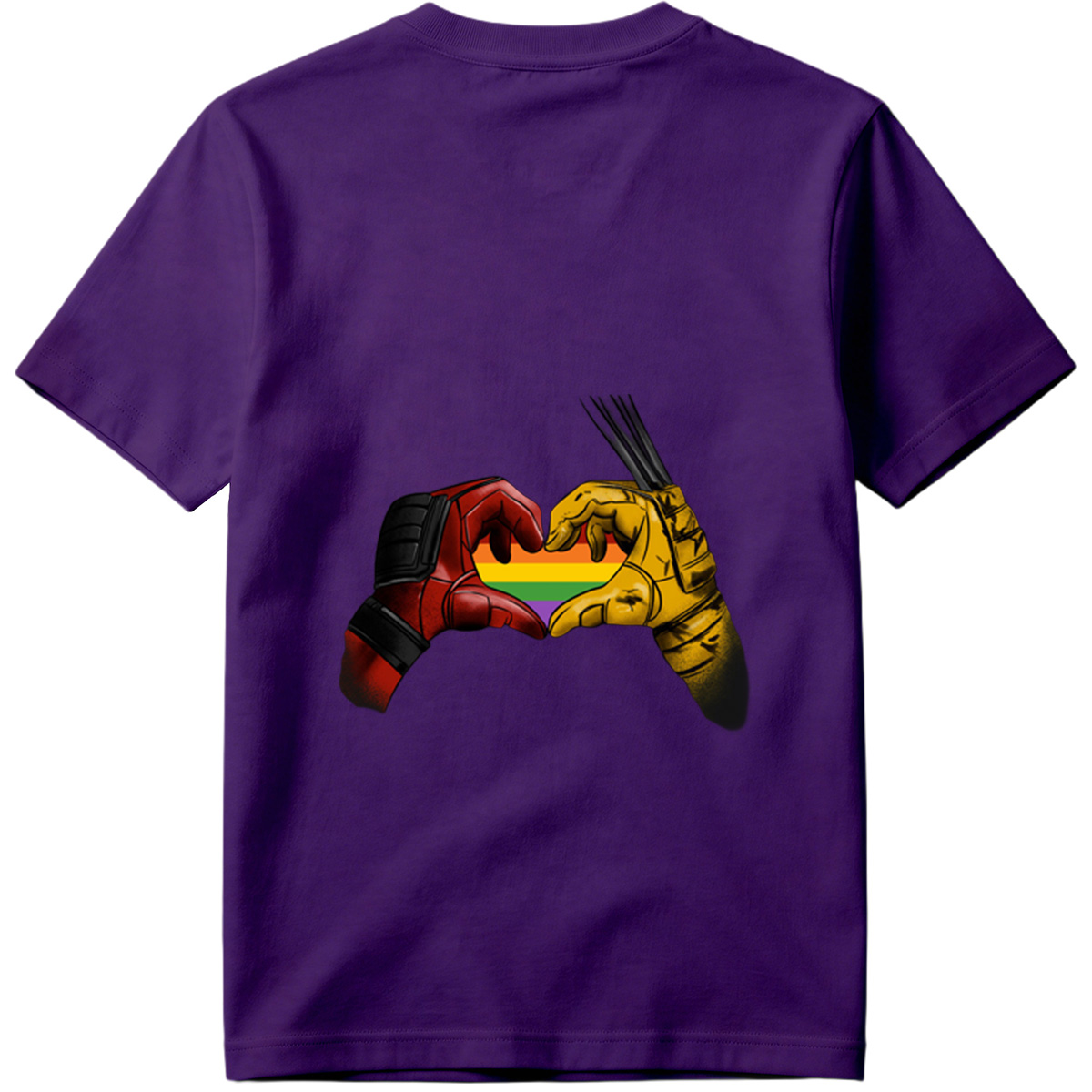 Deadpool and Wolverine Form a Rainbow Heart - Tee