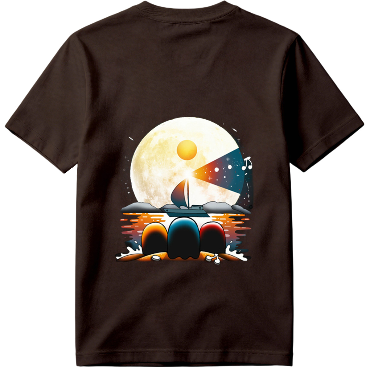 Sailboat Under the Moonlight with Musical Notes - Tee