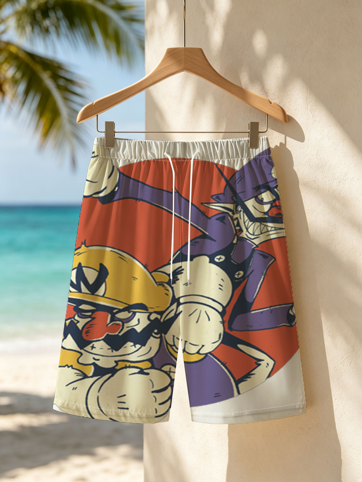 Wario and Waluigi in Action Pose -  Beach shorts