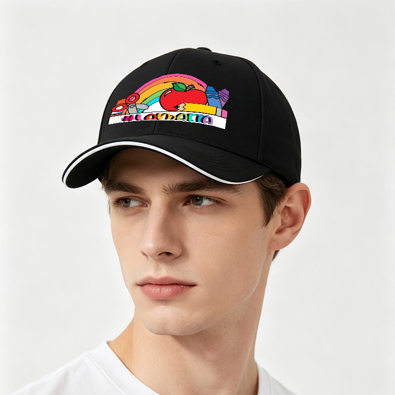 Unisex Classic Sandwich Hat with Rainbow Apple Art Print #LAMAAETA - Perfect for School Events, Art Classes, and Creative Outings - Ideal for Students, Teachers, and Art Enthusiasts