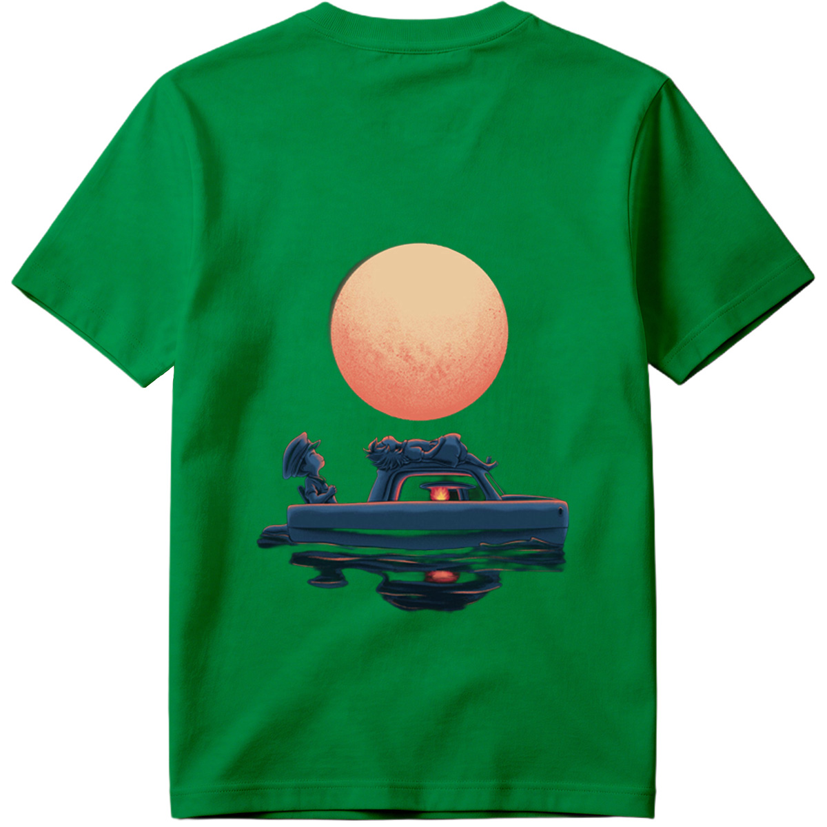 Mario and Bowser in a Boat Under the Moon - Tee