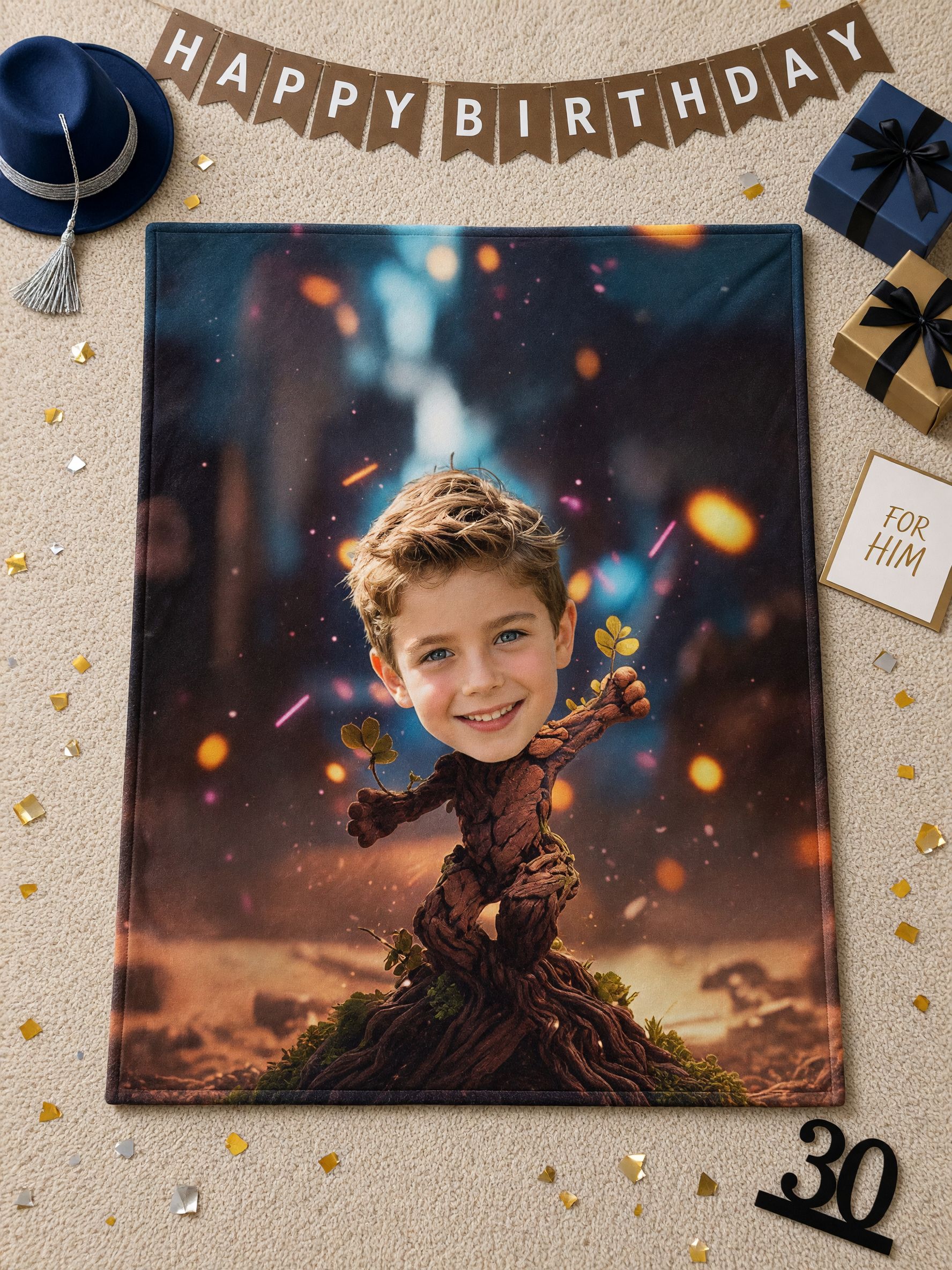 Custom Photo Face Flannel Throw Blanket Personalized Big Head Portrait Print Ultra Soft Anti-Pilling Fleece Cover for