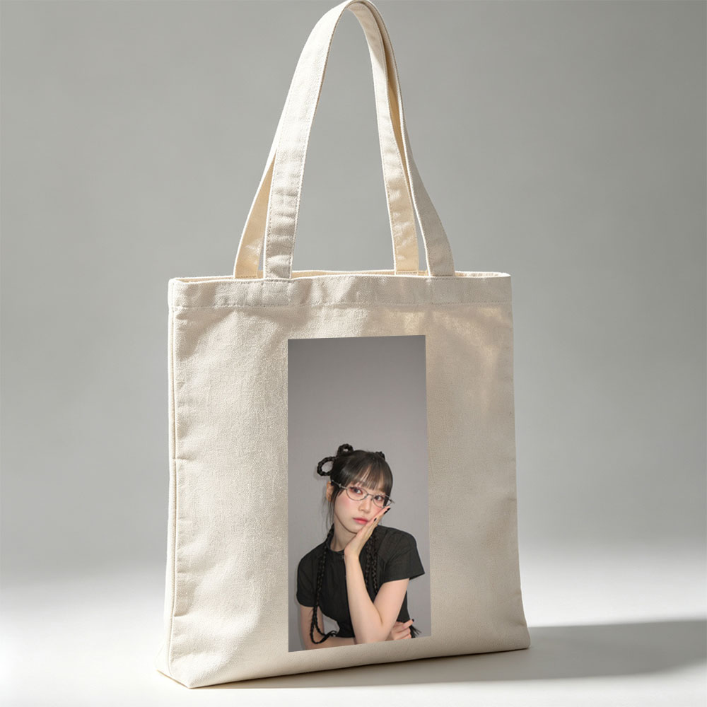 NewJeans Minji in a Casual Pose with Braided Hair and Glasses - Canvas tote bags