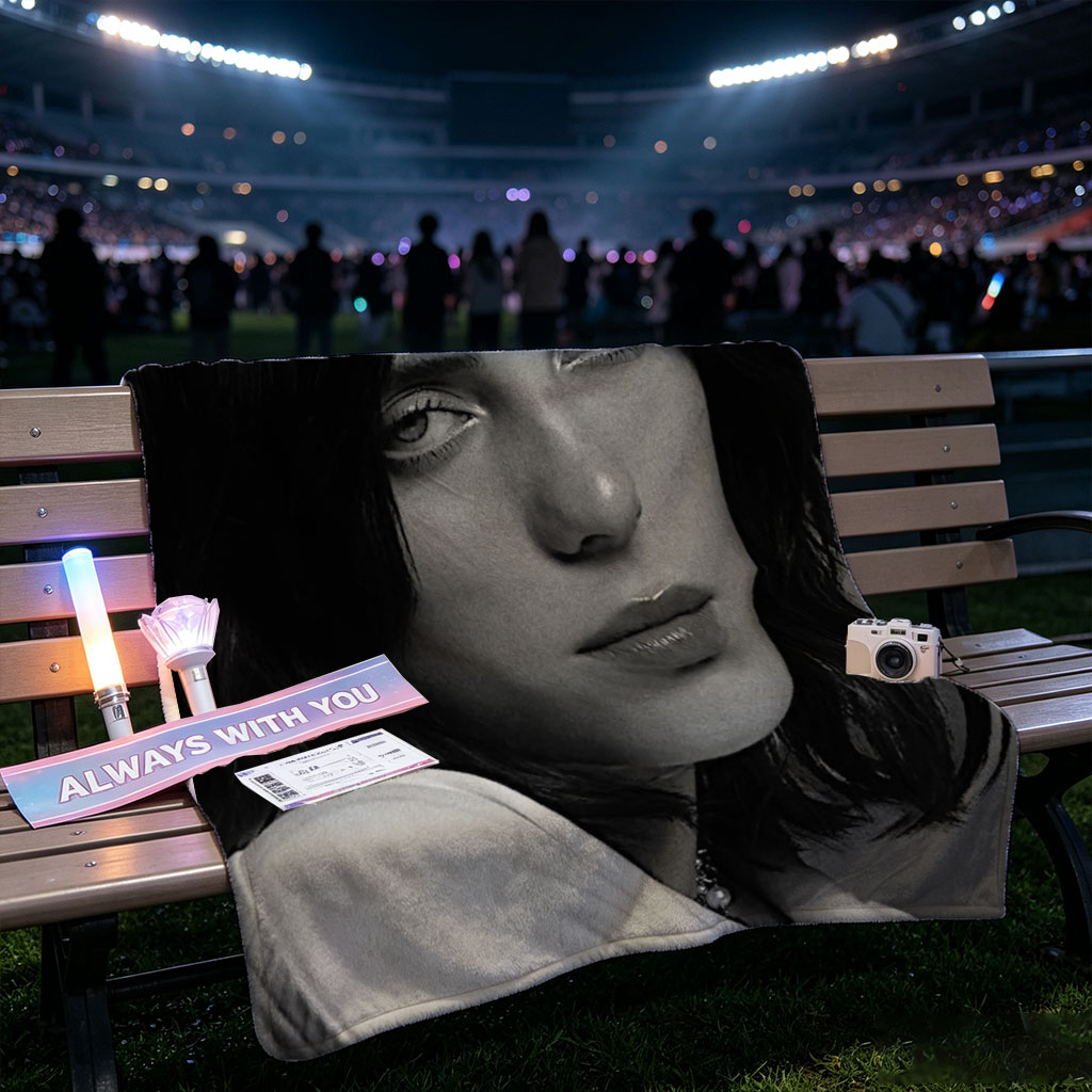 Billie Eilish in a Monochrome Portrait Wearing a White Shirt with a Delicate Necklace - Blankets