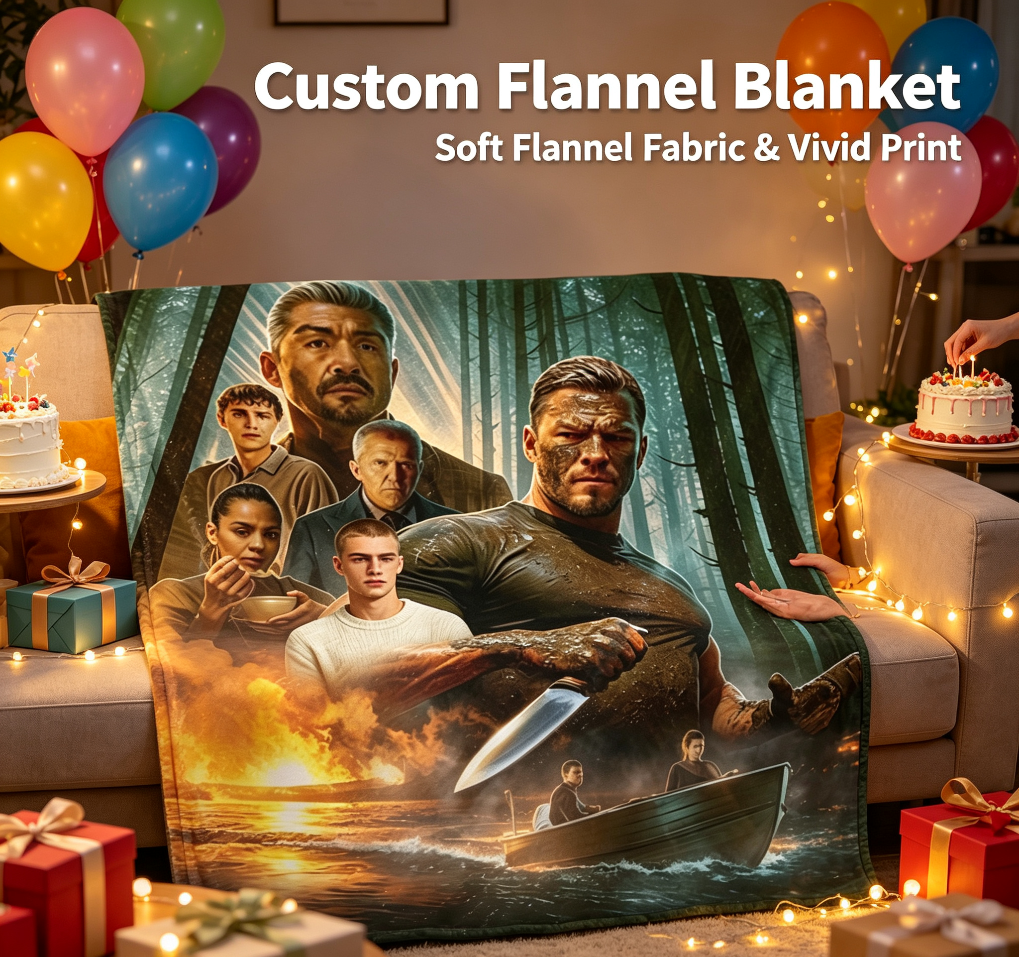 Custom Face Blanket The Last of Us Inspired Flannel Blanket for Couch, Bed, or Travel – Perfect Gift for Fans and Gamers