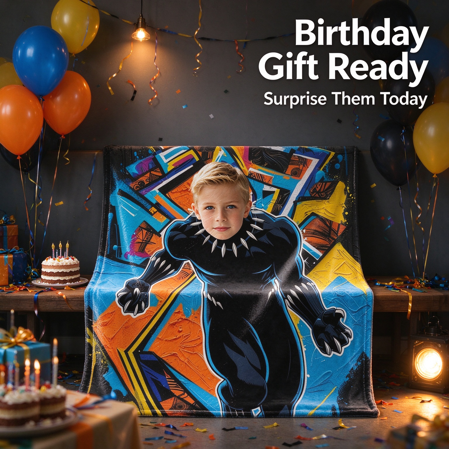 Custom Face Superhero Blanket Personalized Photo Flannel Fleece Throw Soft Warm Bed Couch Cover Ideal Birthday Gift