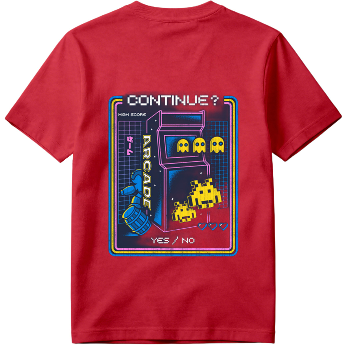 Pac-Man and Space Invaders Arcade Continue Screen - Tee