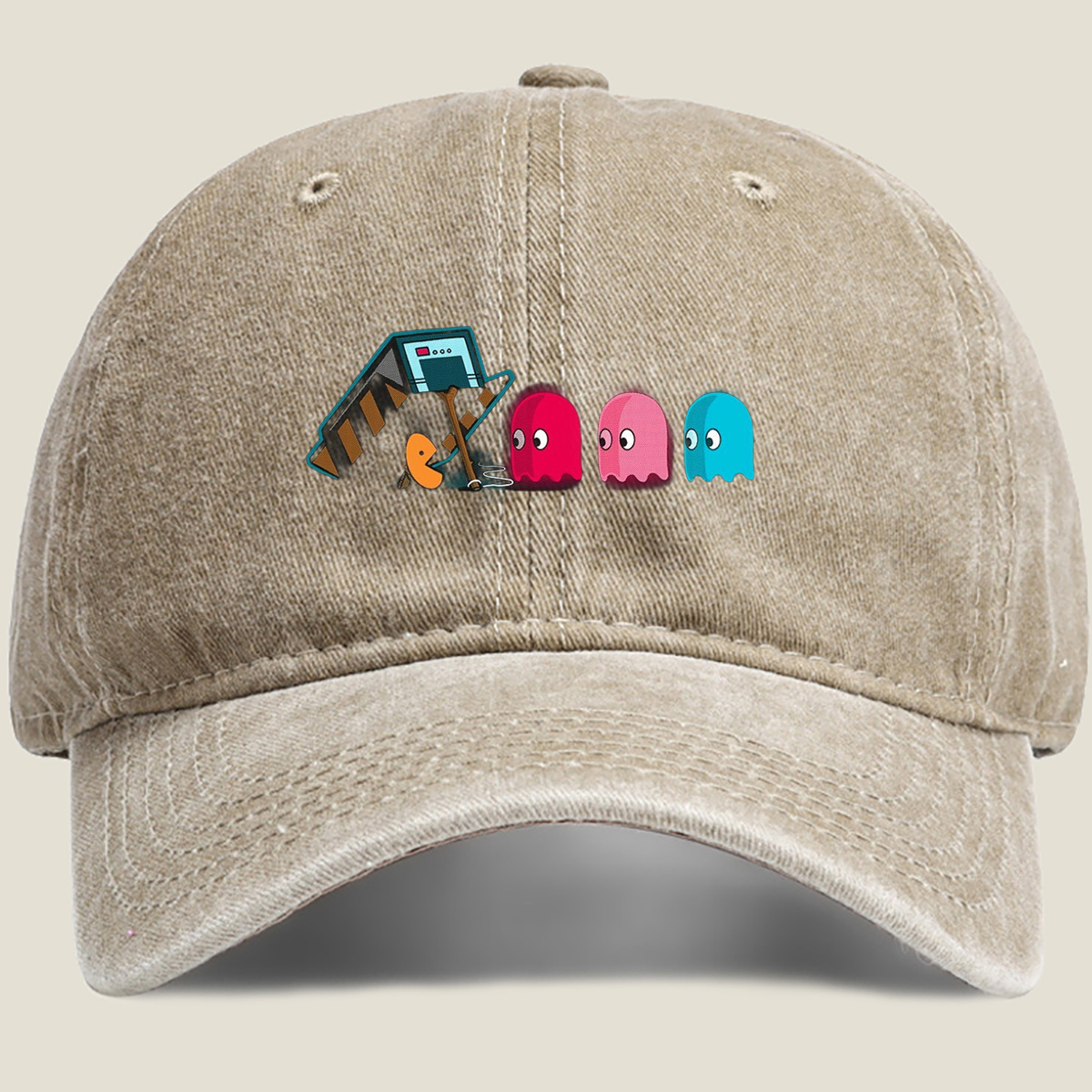 Pac-Man and Ghosts: Classic Arcade Encounter - Washed Denim - Baseball Cap